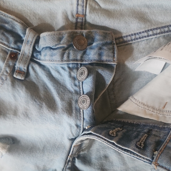 Blue Jean Shorts with Distressed Raw Hem - Picture 5 of 6